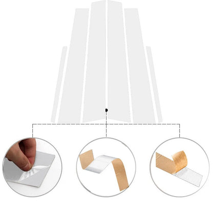 Set of 6 Silvery Exterior Pillar Posts Stickers for Mercedes-Benz C-Class (2001–2007)