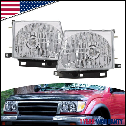 Chrome Headlight Pair with Bulb for Toyota Tacoma (1997–2000)