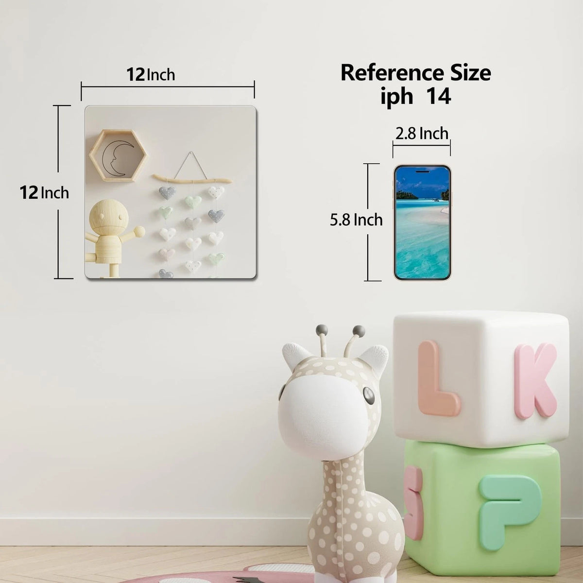 Unbreakable Door Mirror for Full Length (11.8"L x 11.8"W)
