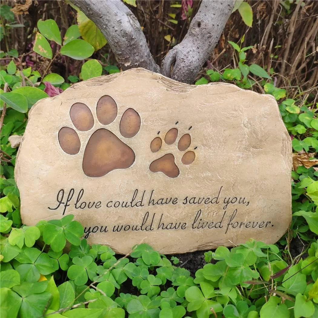 Pet Memorial Stone Grave Marker for Dog or Cat (11x7.5 inches)