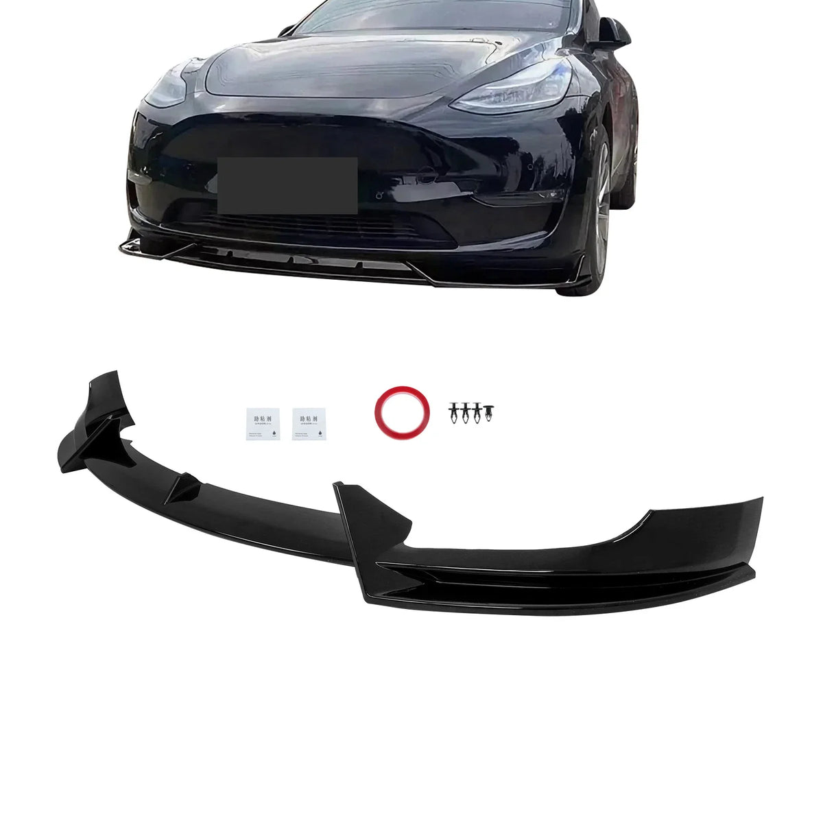Glossy Black Front Bumper Lip Splitter for Tesla Model Y (2020–2024)