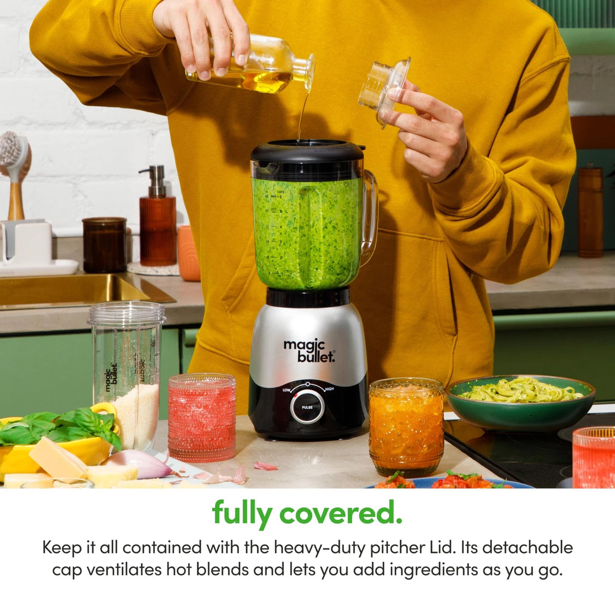 Magic Bullet Combo Blender 600W with 48oz Pitcher & 16oz Cup - Silver