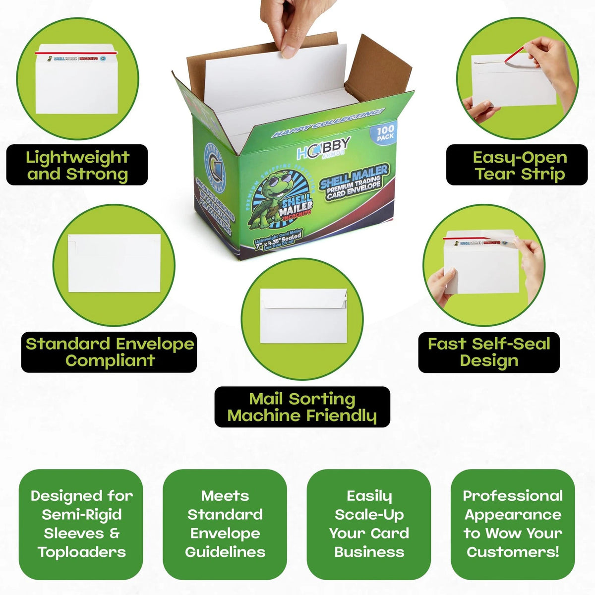 100 Pack Shell Mailer 7x4.35 inches for Shipping and Protection