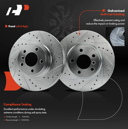 Set of 2 Front Drilled Brake Rotors for BMW X3 X4 (2011–2018) AX901050 BR901050