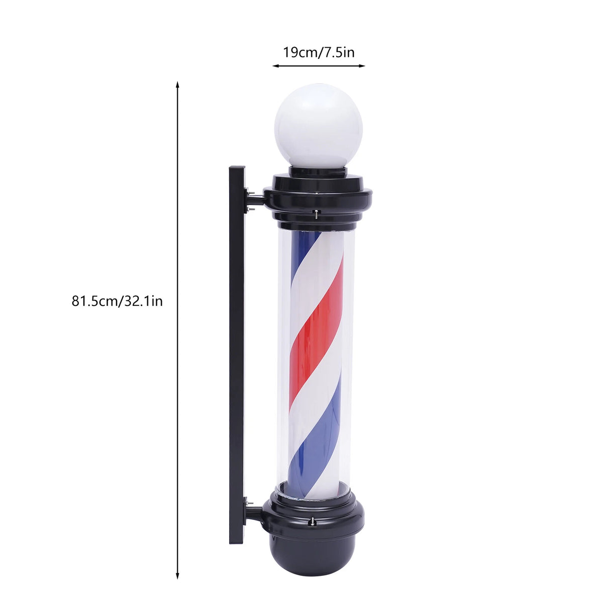 32" Barber Pole Light for Hair Salon (Outdoor, Rotating, Rainproof)