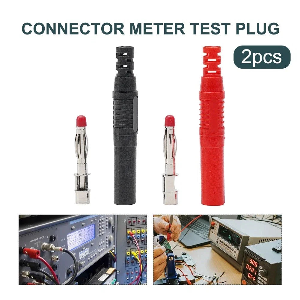 2 Pcs Insulated 4mm Male Banana Plug Connectors for Electrical Testing