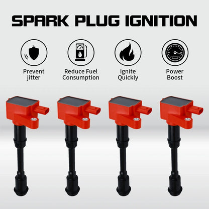 Set of 4 Ignition Coils for Ford Escape Fiesta Fusion Transit Connect (1.6L) UF674