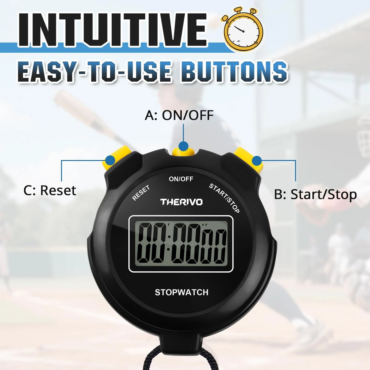 Digital Silent Stopwatch Timer for Pocket Use (Black)