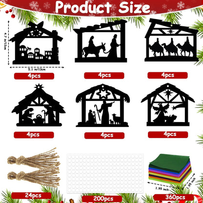 24 Pcs Christmas Nativity Ornaments for Crafts