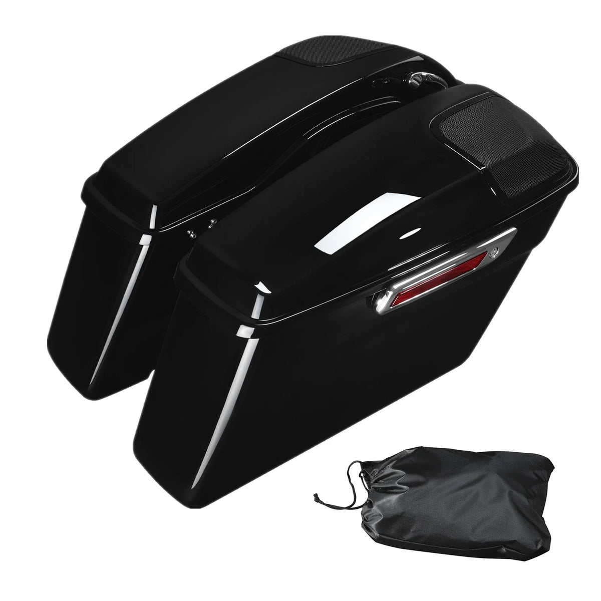 Vivid Black Hard Saddlebags w/ 5x7" Speaker Lids for Harley Touring (2014–2023)