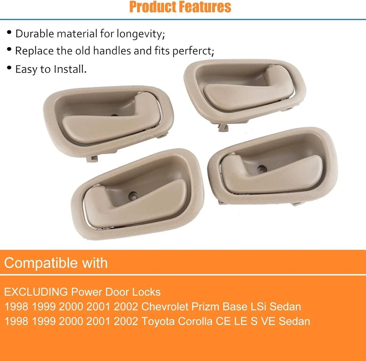 Inner Door Handle Set for Toyota Corolla LE Sedan (1998–2002)