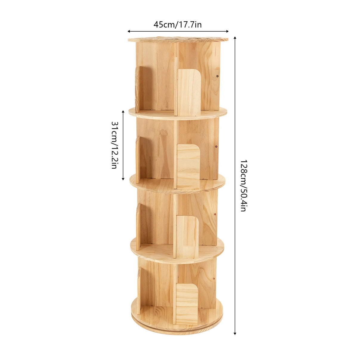 4-Tier Rotating Bookshelf for Home Display (360° Floor Stand)