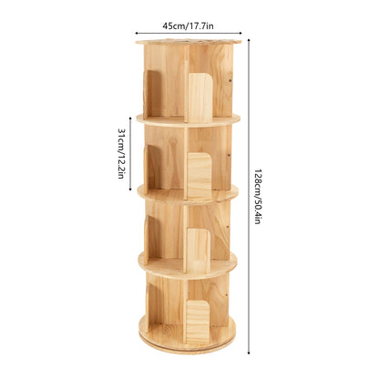 4-Tier Rotating Bookshelf for Home Display (360° Floor Stand)