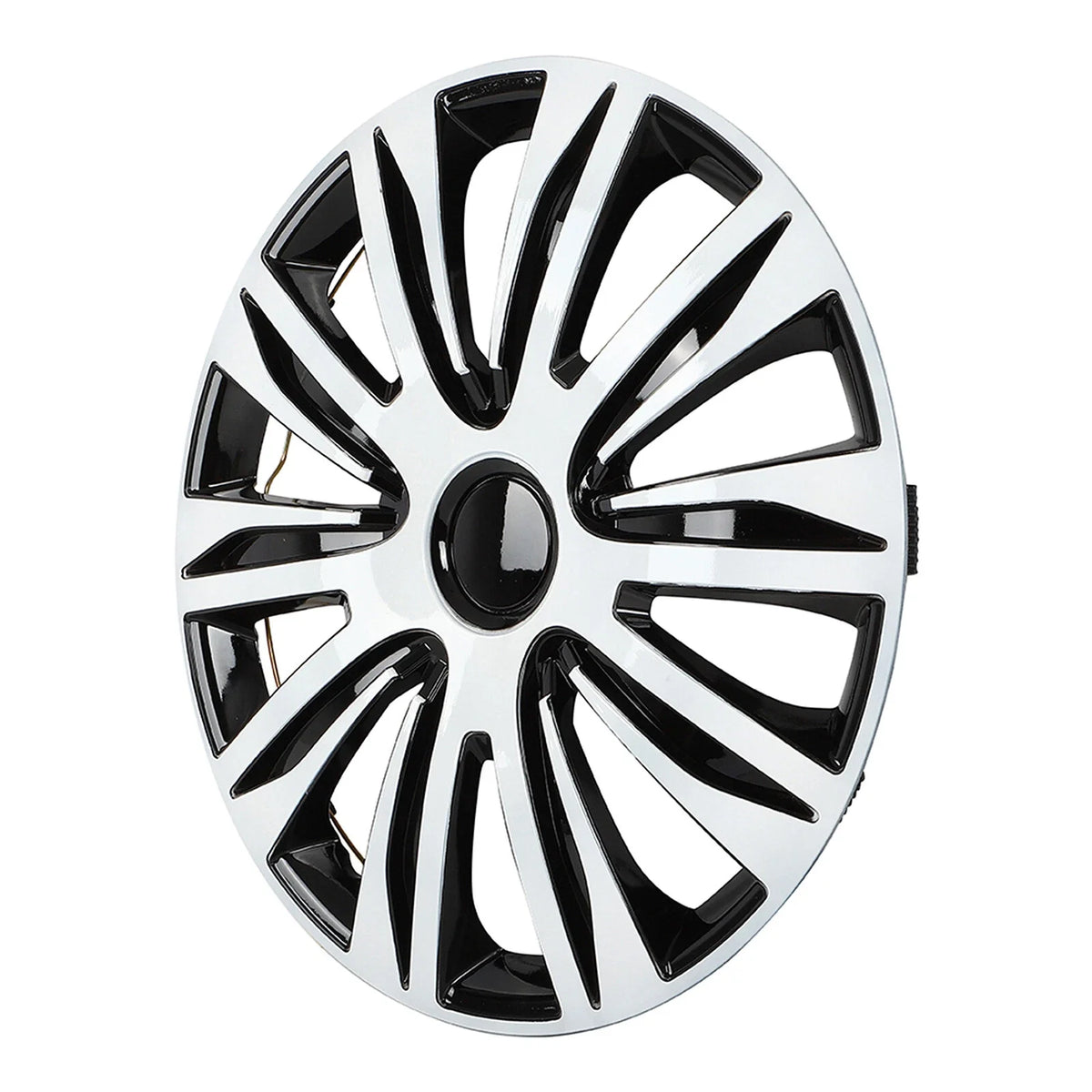 Set of 4 Wheel Hub Caps for R17 Tire & Rim - Snap On Black & White
