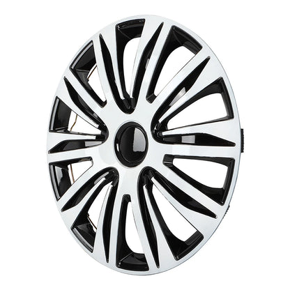 Set of 4 Wheel Hub Caps for R17 Tire & Rim - Snap On Black & White