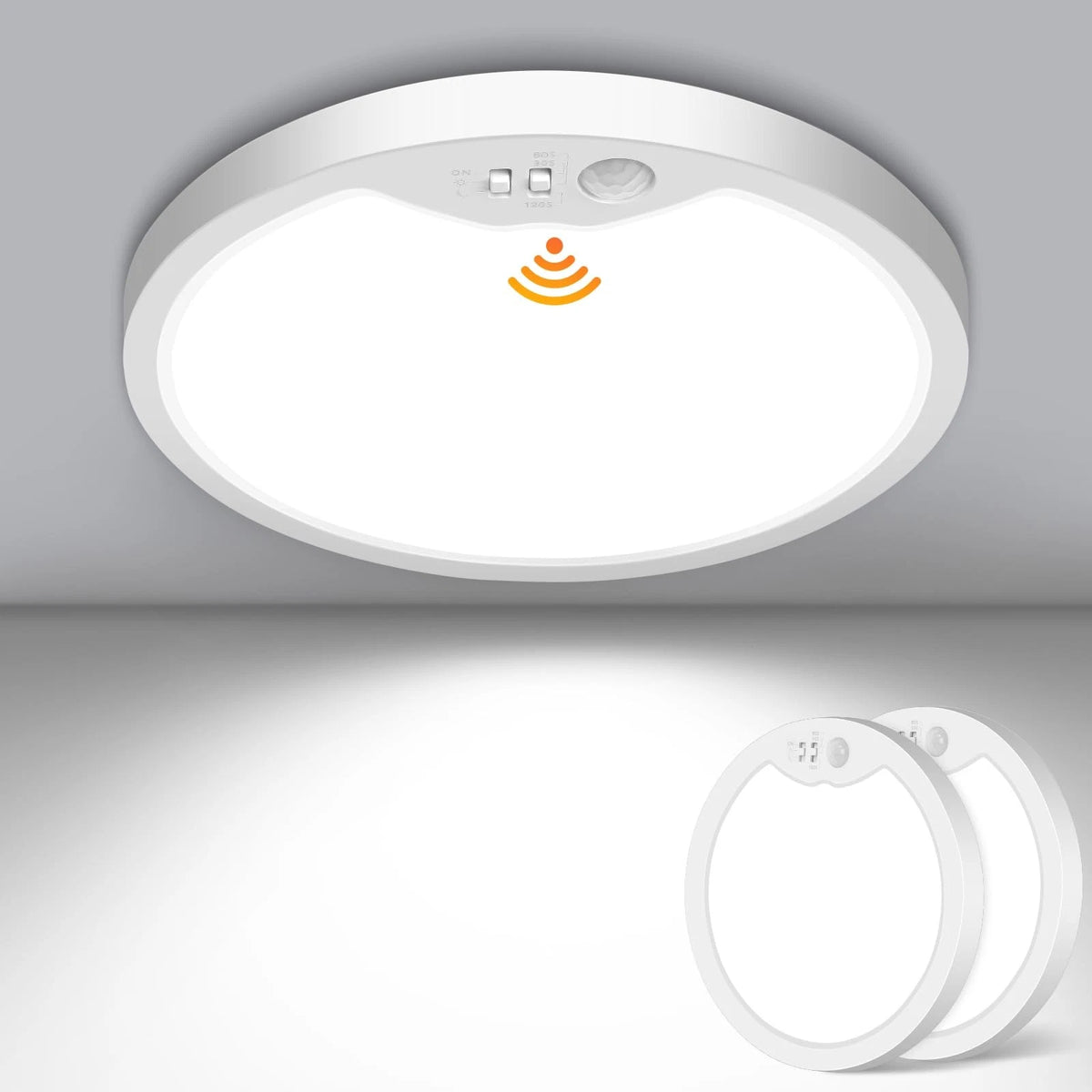 2X Motion Sensor Ceiling Light for Brightever (7 Inch, Wired, White)