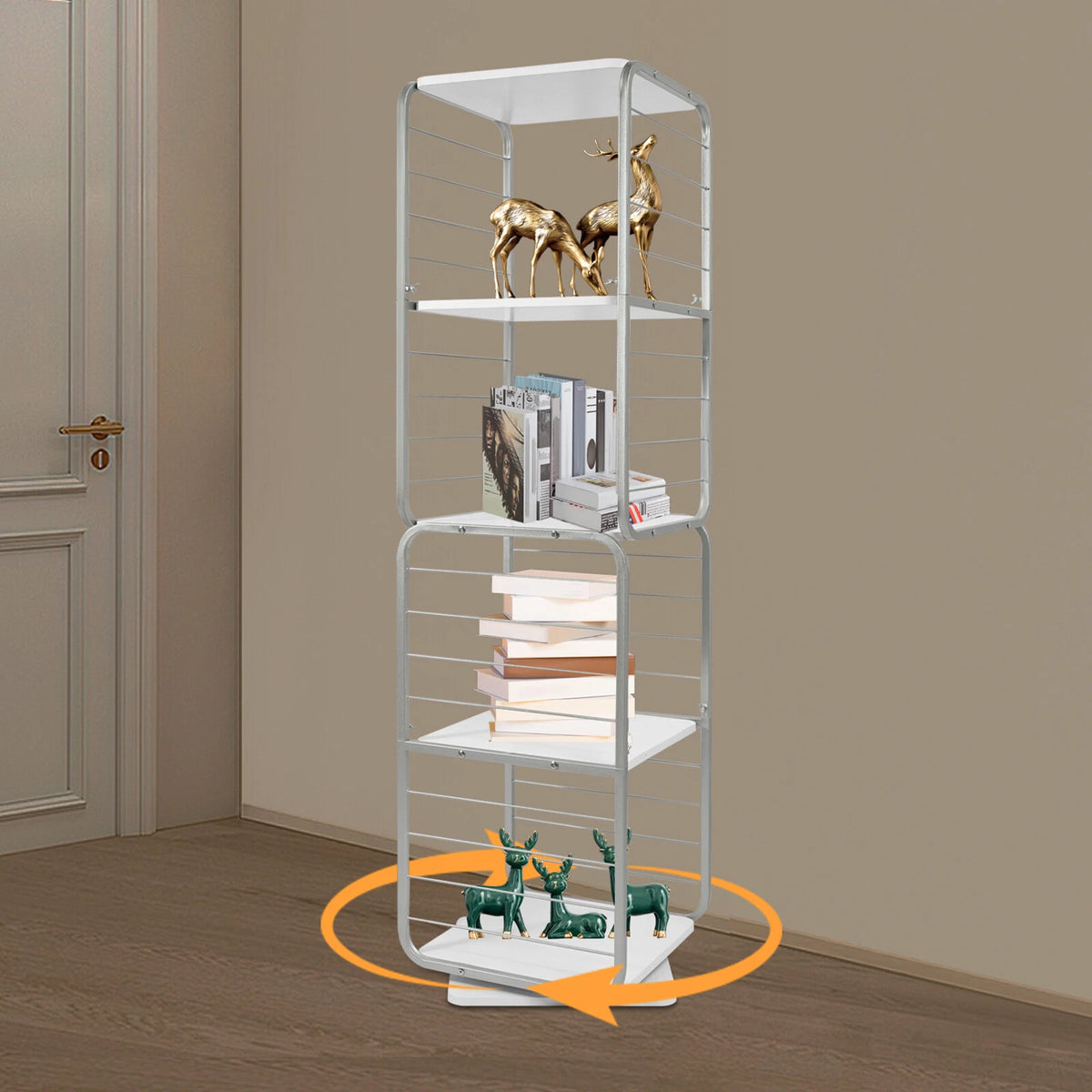 4-Tier Rotating Bookshelf for Bedroom Living (360° Rotating)