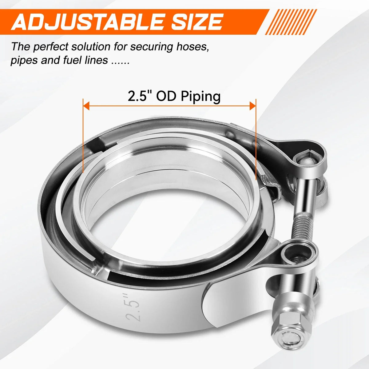 2.5" OD Stainless Steel V-Band Clamp & Flange Set for Universal Applications