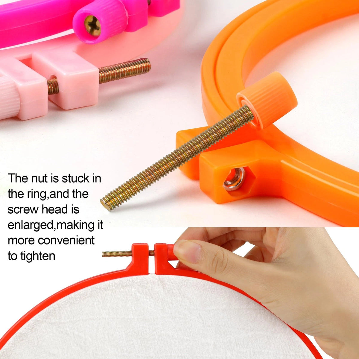 Set of 6 Round Plastic Embroidery Hoops for Cross Stitch