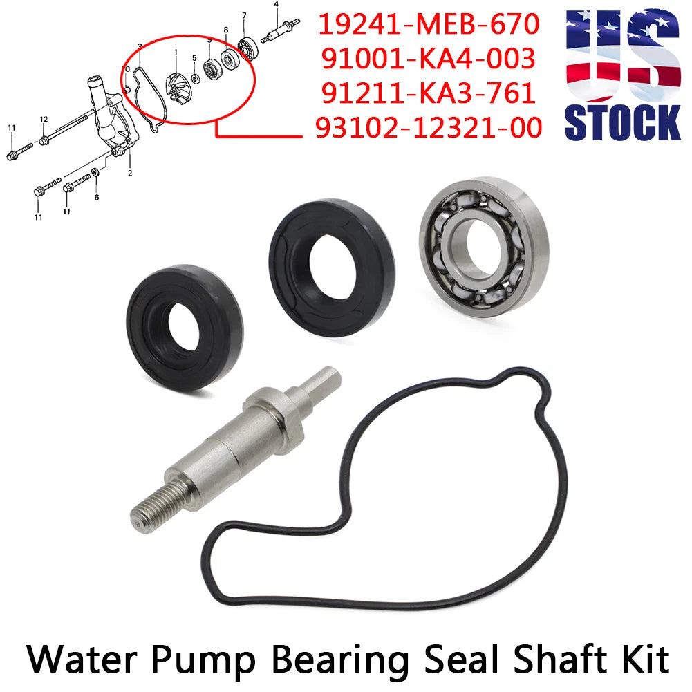 Water Pump Bearing Seal Shaft Kit for Honda CRF450R (2002–2008)