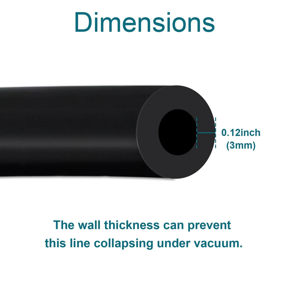 10FT Vacuum Hose for Automotive (10 5/32" - 4mm) with 10 Clamps, Black
