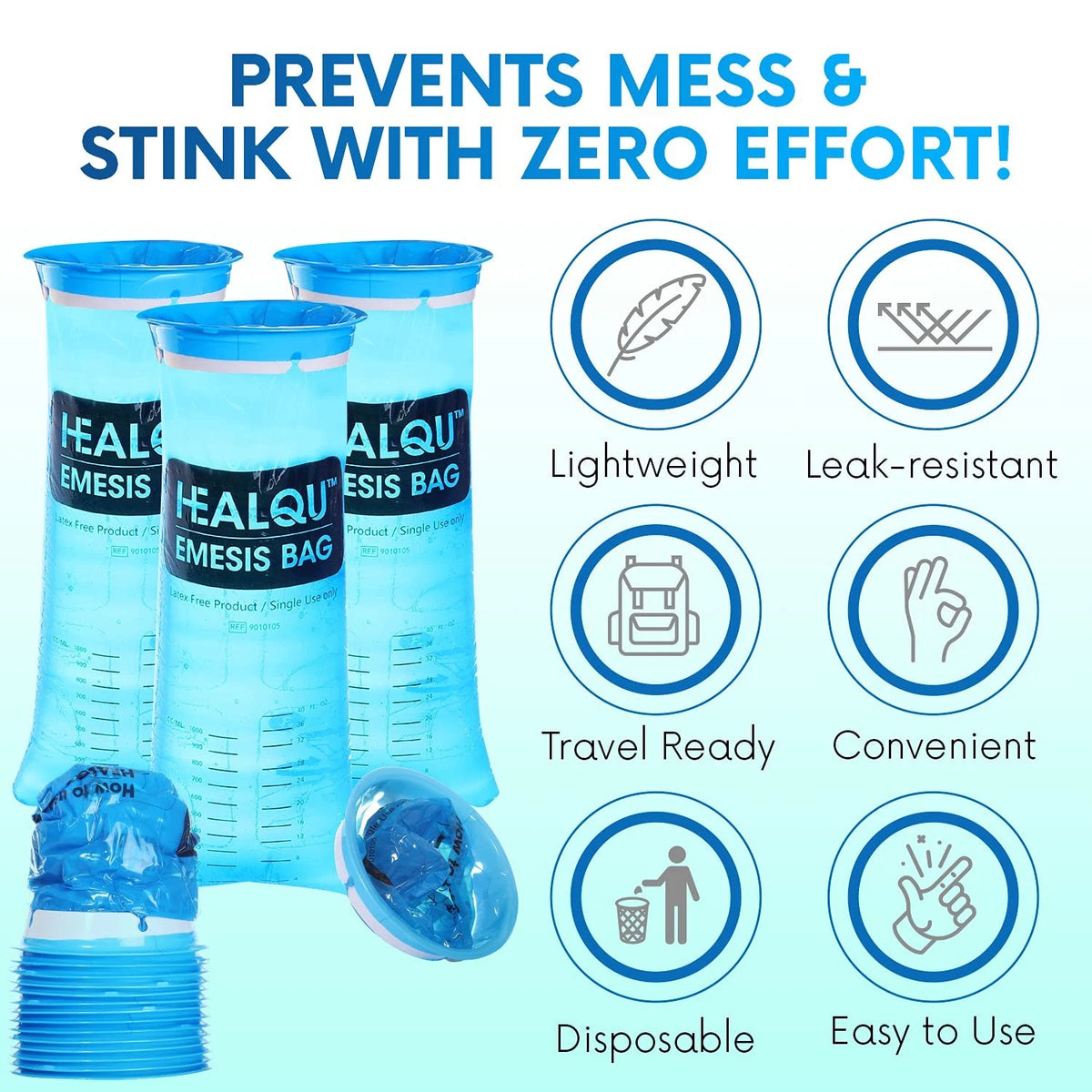 24 Pack Car Throw Up Bags for Airsick Blue