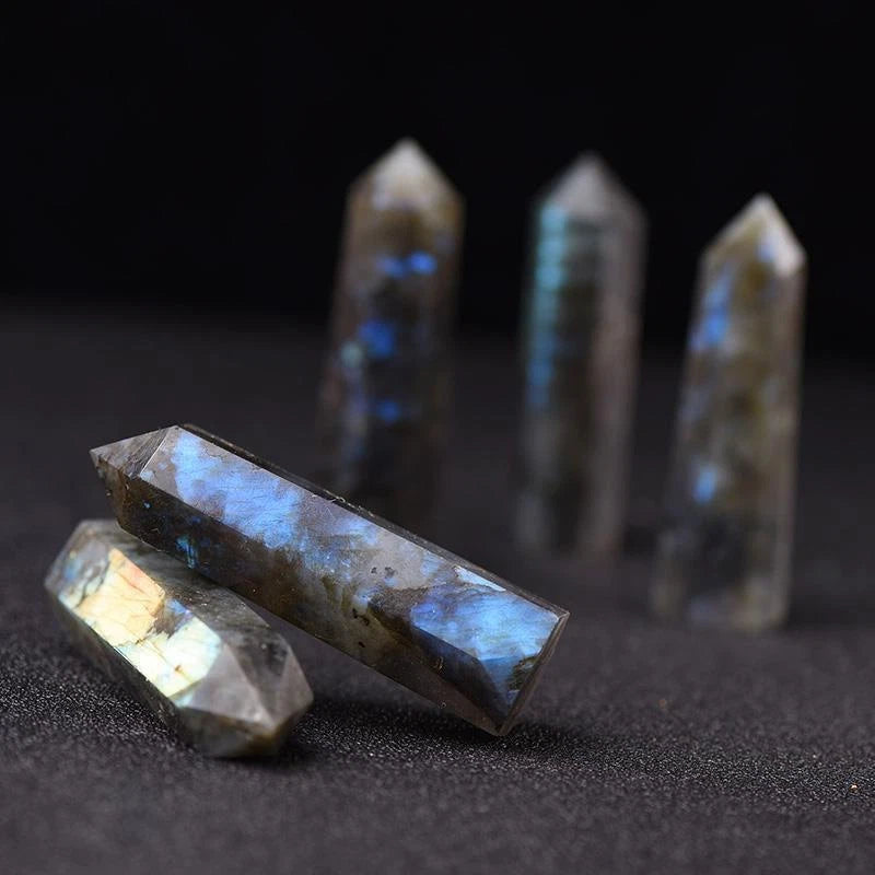 Natural Labradorite Quartz Crystal Obelisk for DIY Projects