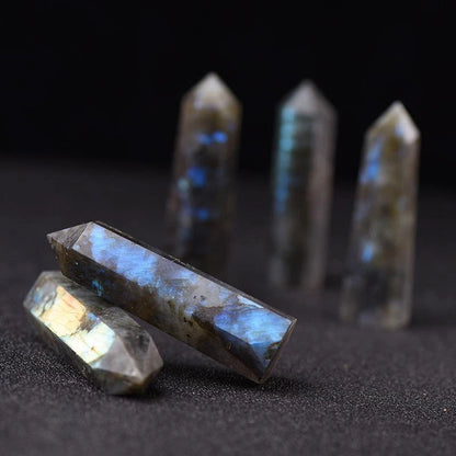 Natural Labradorite Quartz Crystal Obelisk for DIY Projects