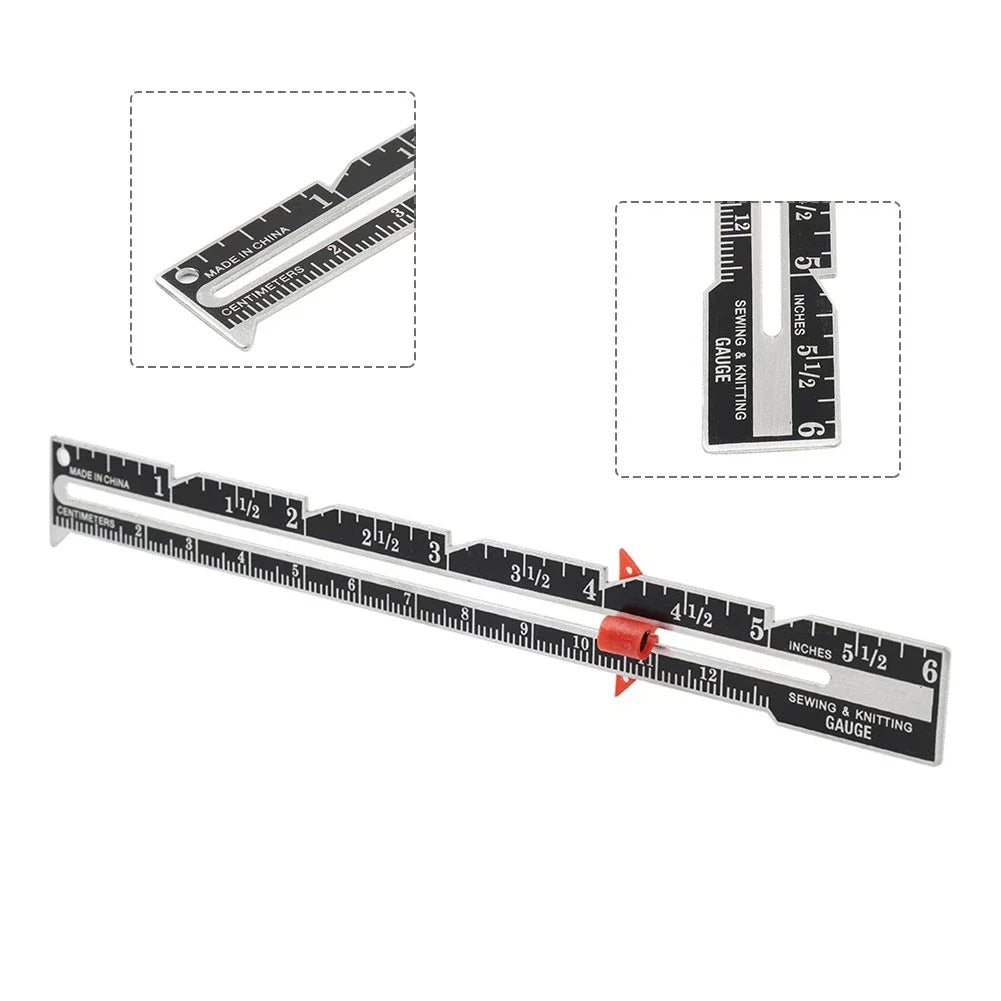 Sewing & Knitting Gauge with Sliding Adjustable Marker for
