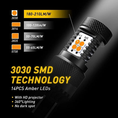 2X Amber LED Turn Signal Light for AUXITO 7443 7440 7444 (Error Free)