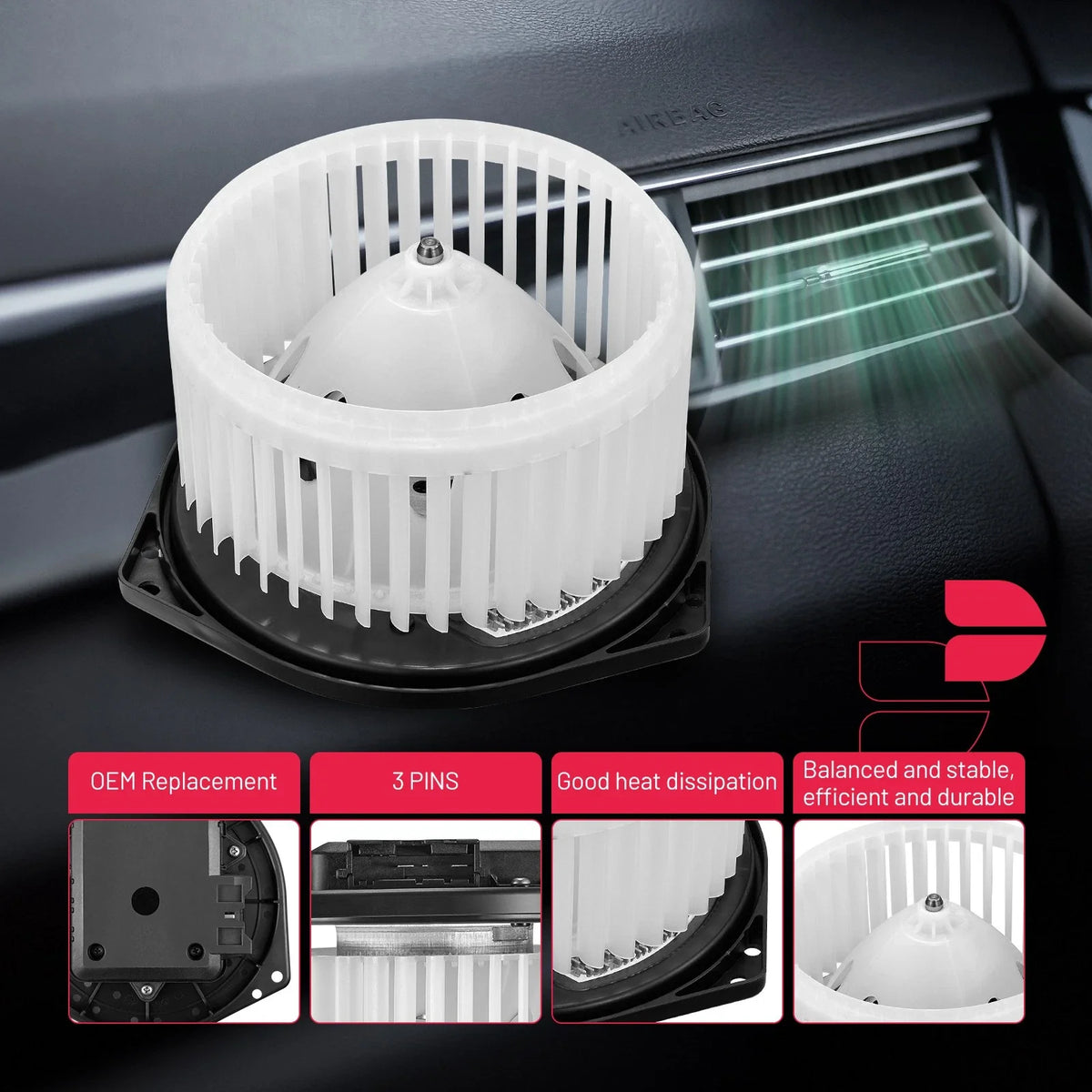 Front AC Heater Blower Motor w/ Fan Cage for Nissan GT-R (2009–2023)