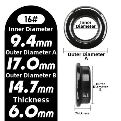 Fishing Rod Guide Rings Set of 5 Black OD 6mm 8mm 10mm 12mm