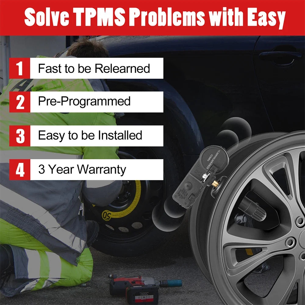 Set of 4 TPMS Tire Pressure Sensors for Fiat 500L (2014–2016)