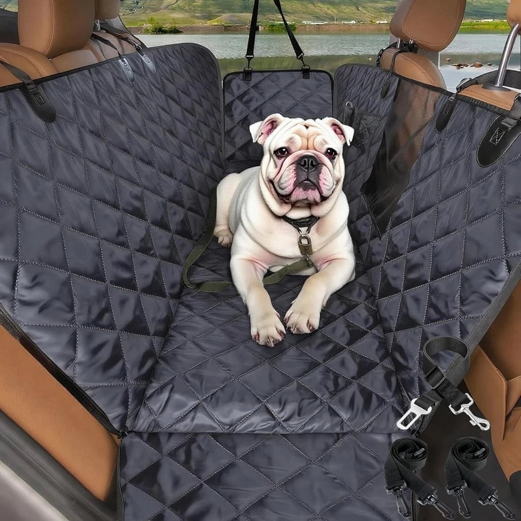 Dog Car Seat Cover for Back Seat (100% Waterproof, Mesh Window)