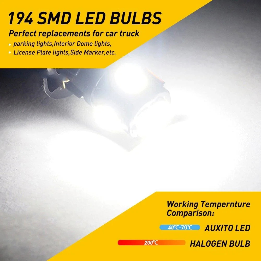20x T10 194 LED Bulbs for Instrument Panel Gauge Cluster (Universal)