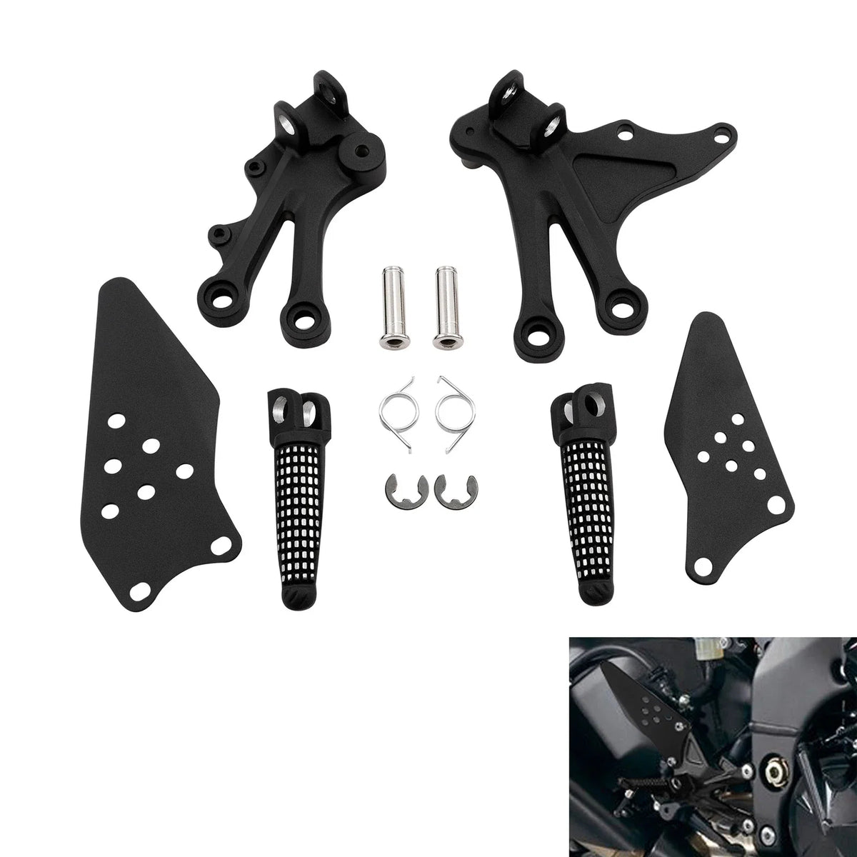 Front Rider Foot Pegs Footrest Brackets for Kawasaki Ninja ZX10R (2004–2005)