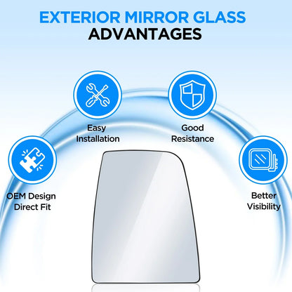 Tow Mirror Glass Upper Right Side for Ford Transit 150 250 350 (2015–2022)