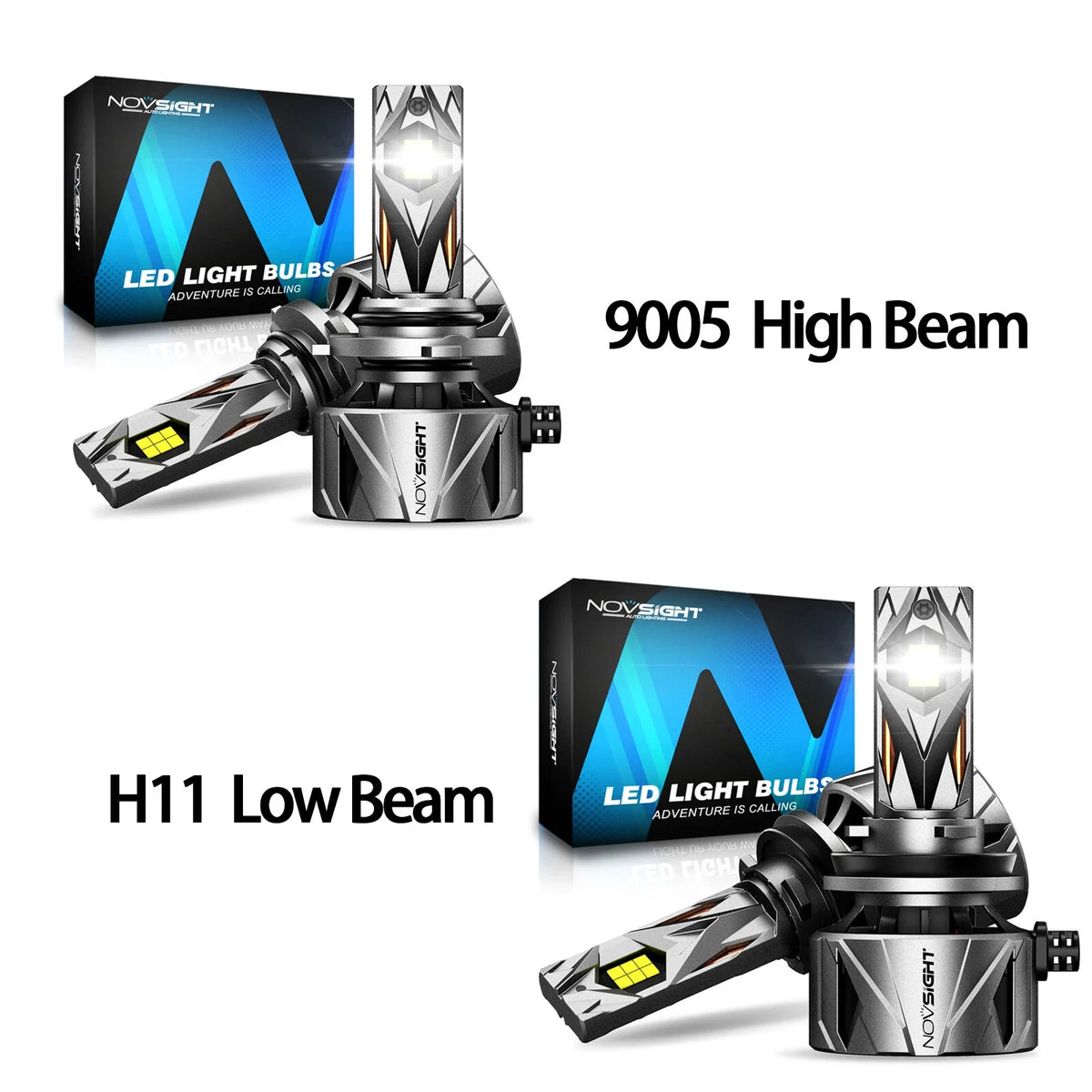 Set of 4 NOVSIGHT 9005 H11 LED Headlight Bulbs Lamp Kit (High Low Beam)