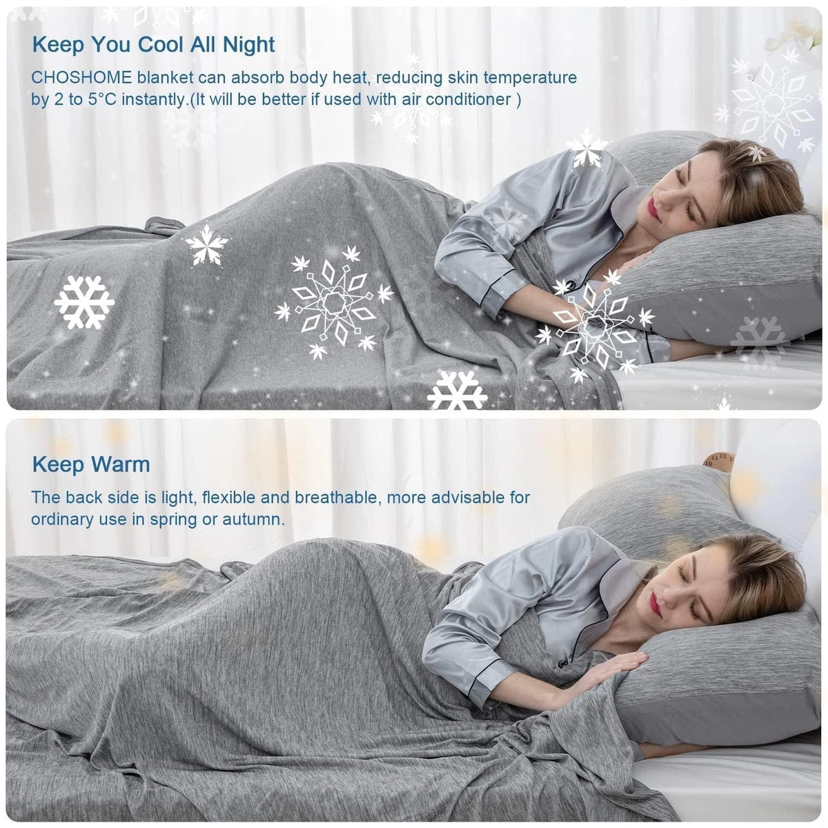 Cooling Blanket for Hot Sleepers 50"×70" (01-grey)