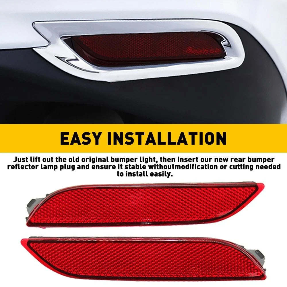 Set of 2 Red Rear Bumper Reflector Light Covers for Toyota Camry (2020–2021)