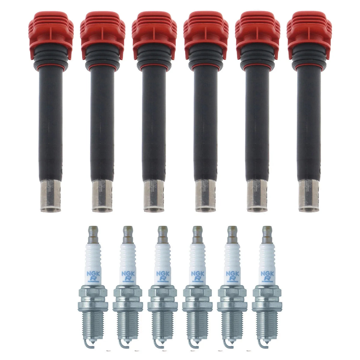 Set of 6 Ignition Coils & NGK Ruthenium HX Spark Plugs for Audi A4 Q5 Q7 (2009–2016)
