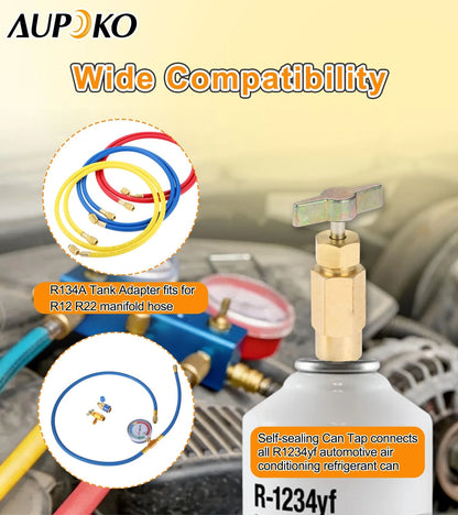 R1234YF Self-Sealing Can Tap with R134A Tank Adapter for Automotive