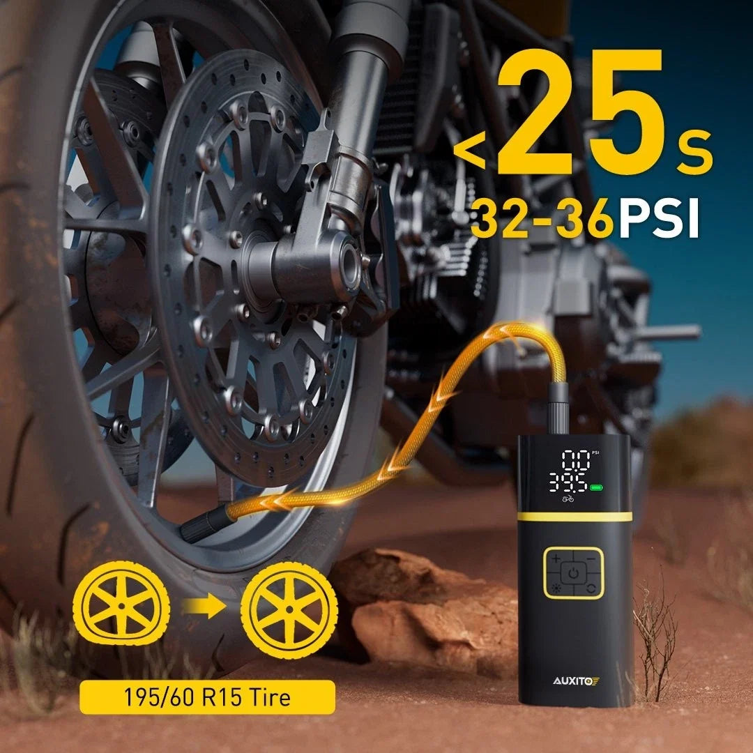 Cordless Air Compressor Tire Inflator for Car Moto Bike Tires (150 PSI)