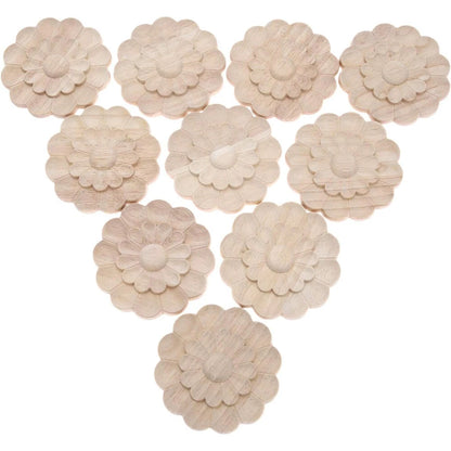 10pcs Unpainted Wood Rosettes for Door Wall Mirror