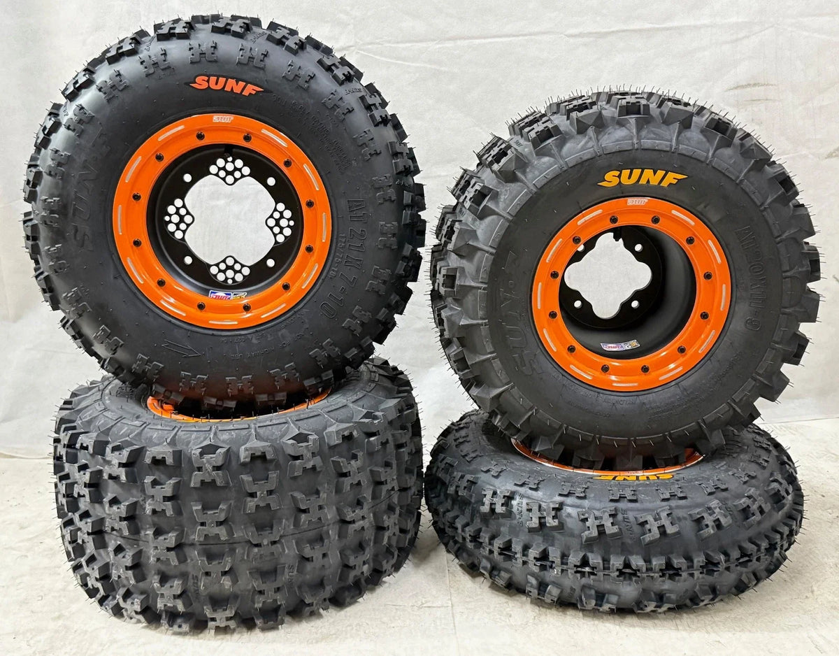 DWT G3 Beadlock Wheels & Sunf A027 Tires for Suzuki LTR450 LTZ400 LTZ250 (2006–2023)