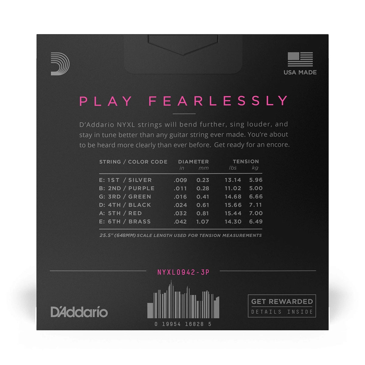 3-Pack D'Addario NYXL Nickel Plated Electric Guitar Strings