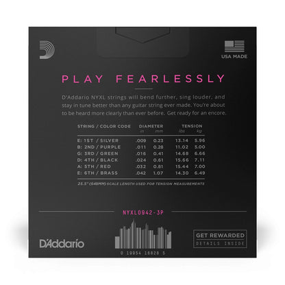 3-Pack D'Addario NYXL Nickel Plated Electric Guitar Strings