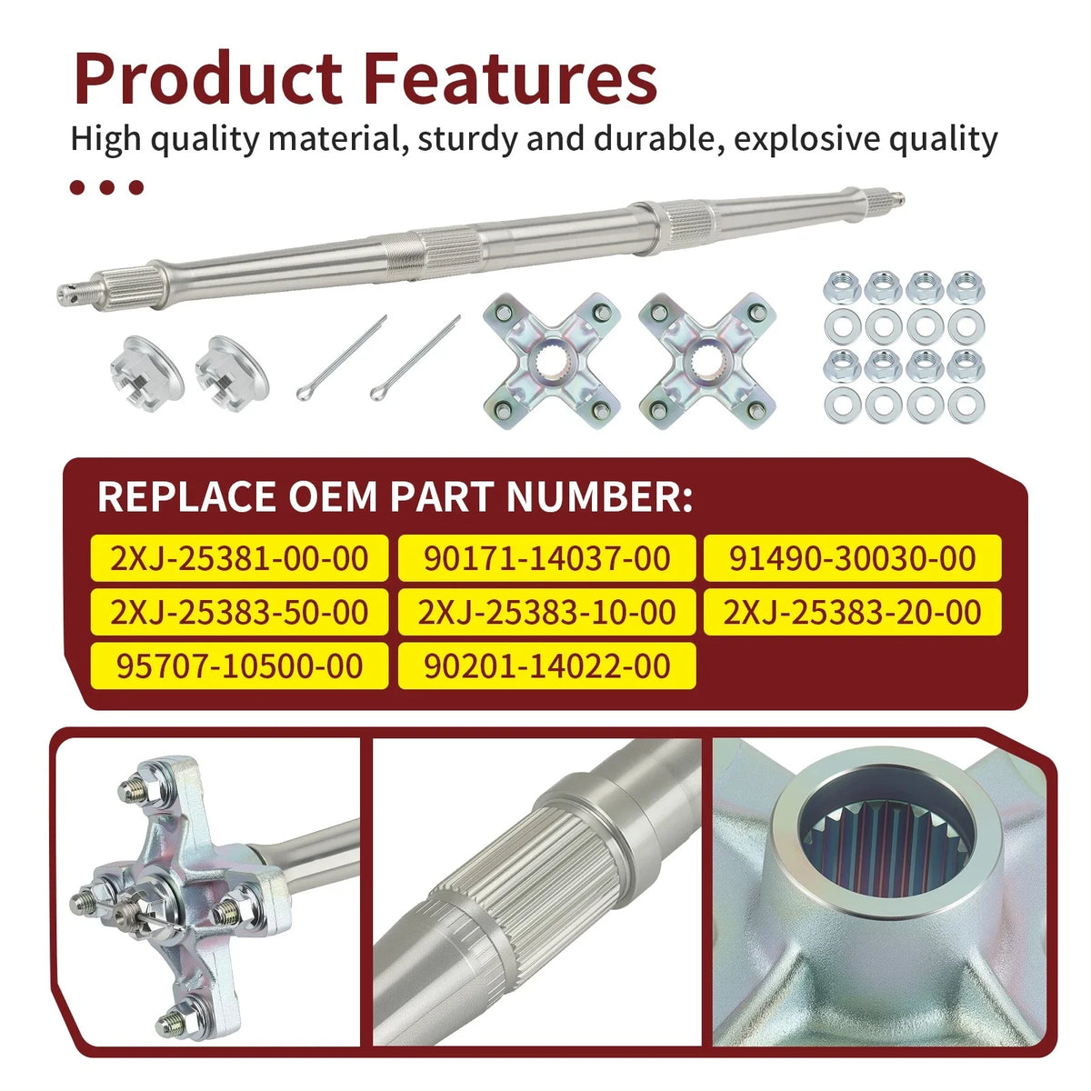 Rear Axle Shaft with Wheel Hubs & Nut Pin for Yamaha Blaster YFS200 (1988–2002)