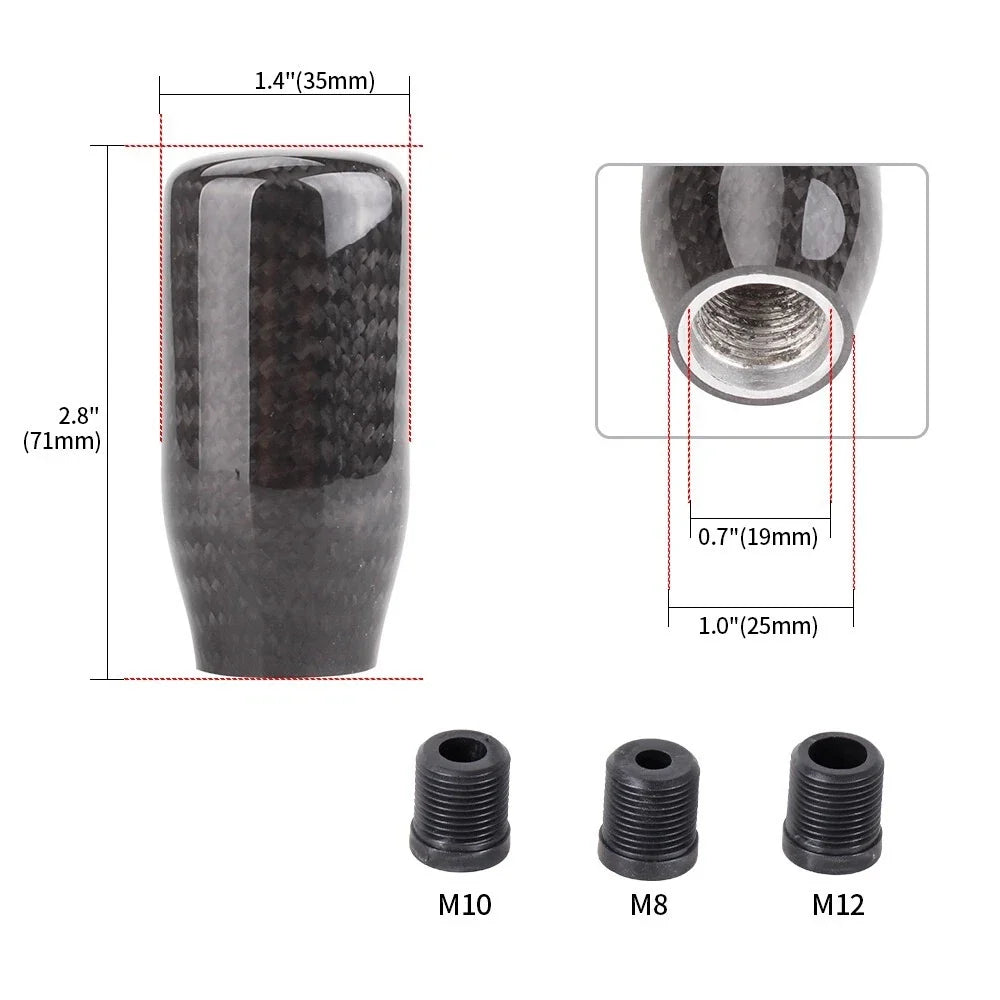Carbon Fiber Manual Gear Shift Knob Shifter Lever 5 Speed Universal
