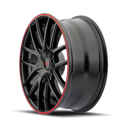 Set of 4 TOUREN TR60 Wheels 17x7.5 Gloss Black with Red Ring (3260-7709BR)